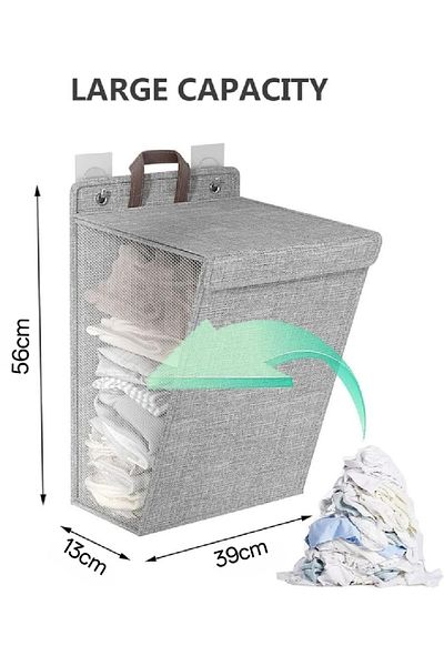 COOYA Wall-Mounted Collapsible Laundry Basket, Slim Hanging Laundry Hamper Laundry Bag, Large Capacity