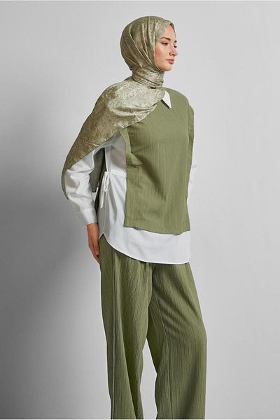 Alvina Shirt Collar Pants Suit 45754