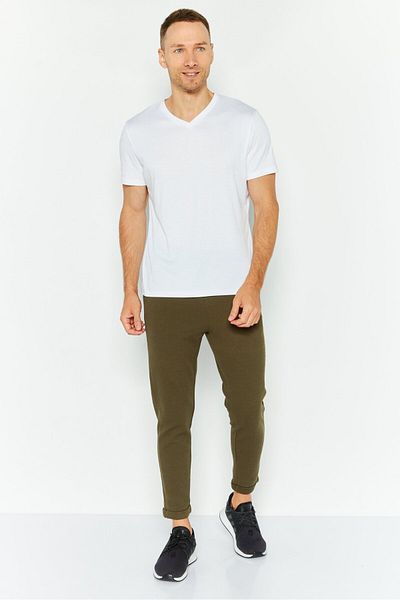 AMERICAN EAGLE Men Drawstring Plain Sweatpants, Brown
