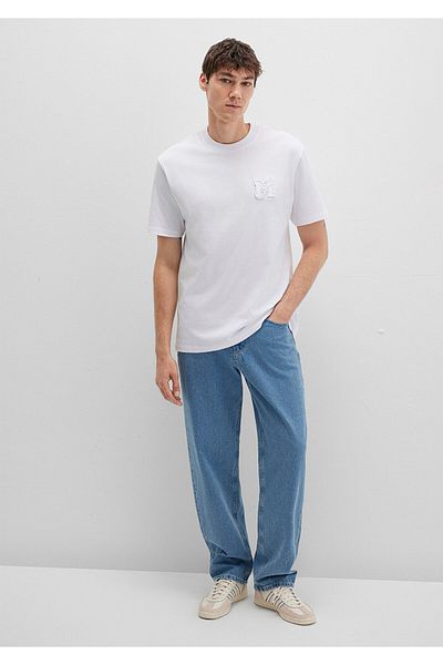 Mavi MJ εμπριμέ λευκό μπλουζάκι Loose Fit / Loose Relaxed Fit 0612885-620