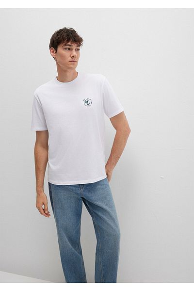 Mavi MJ Logo Printed Λευκό T-shirt Φαρδύ / Χαλαρό Κόψιμο 0612839-620