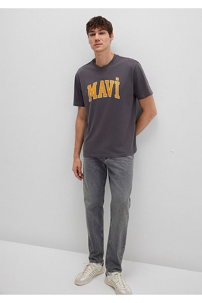 Mavi Logo Printed Anthracite T-Shirt Loose Fit / Loose Relaxed Fit 0611711-70088