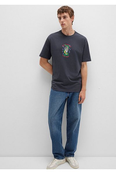 Mavi Back Printed Anthracite T-Shirt Loose Fit / Loose Relaxed Fit 0612929-80106