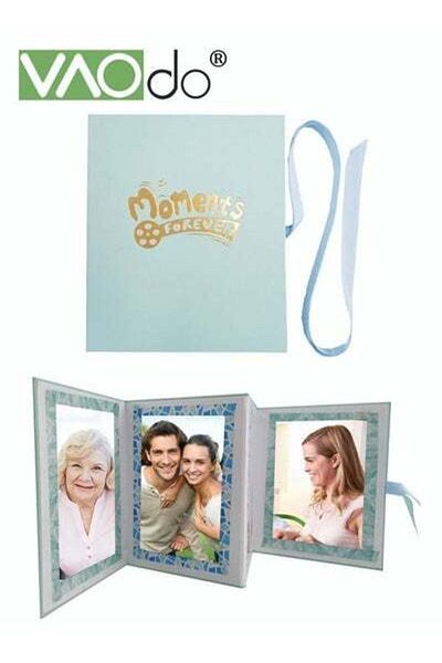 VAODO Photo Frame Album DIY Hardcover 4 Photo Album with Ribbon Table Setting Home Decoration