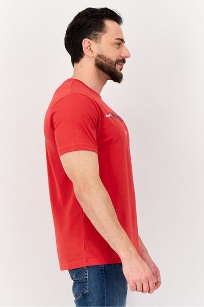 Nautica Men Crew Neck Short Sleeve Brand Logo T-Shirt, Red