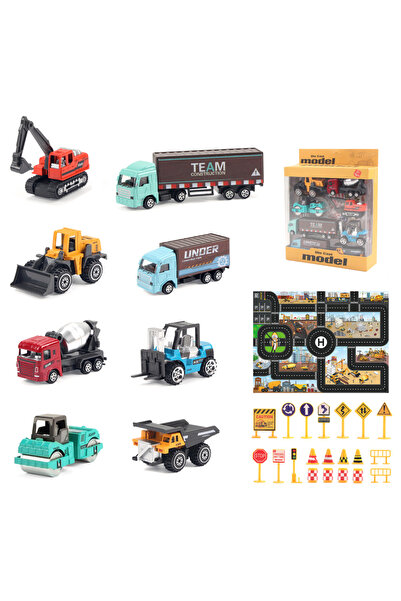 choice2 مجموعة من 6 قطع من شاحنة الهندسة المعدنية مع صندوق ملون، سيارة لعبة ن...