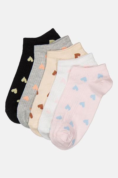 Bebe Women 5 Pairs Allover Print Ankle Socks, Multicolor