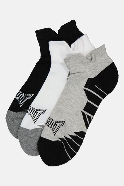 Tapout Men 3 Pair Brand Logo Ankle Socks, Multicolor