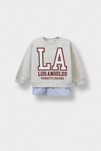 DeFacto Baby Girl Crew Neck Printed Soft Furry Sweatshirt F3751A525Au