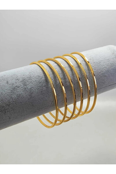 Valdora 22 Ayar Altın Kaplama Tırtıklı Model Ajda Bilezik 3 Adet