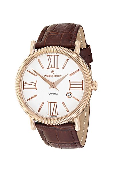 Philippe Moraly of Switzerland Men's Leather Analog Watch