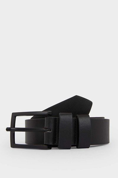 DeFacto Men's Rectangular Buckle Faux Leather Casual Belt F6809Axns