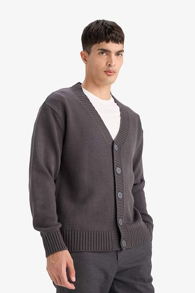 DeFacto Relax Fit V-Neck Buttoned Knitwear Cardigan E5343Ax25Wn