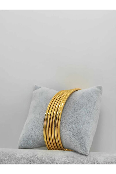 Valdora 22 Ayar Altın Kaplama Tırtıklı Model Ajda Bilezik 3 Adet