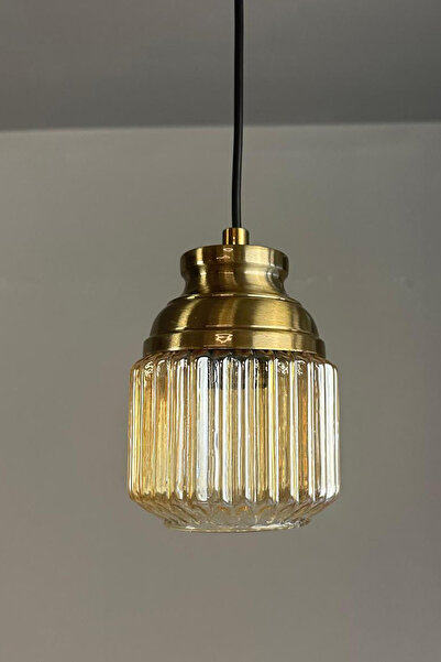 Bamyum Jerno Cam Bal Rengi Tekli Avize Kum Saati Başlık Retro Sarkıt Lamba Salon Aydınlatma