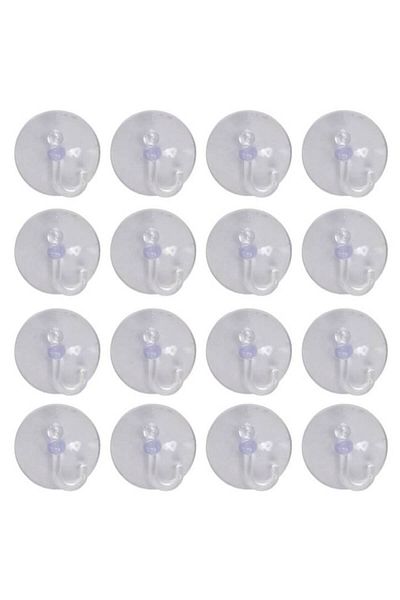 Carrefour Set of 20 Suction Cups with Hooks, Transparent