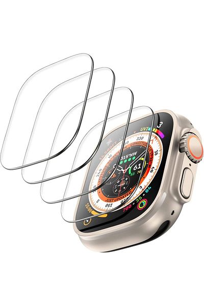 Choice 49MM Clear 4PCS Tempered Glass Screen Protector For iWatch Apple Watch Ultra 2 Ultra2 49MM 49 MM HD