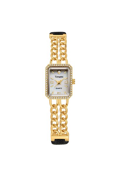 Choice Gold Versatile, Simple, Casual and Fashionable Rhinestone Inlaid Quartz Watch
