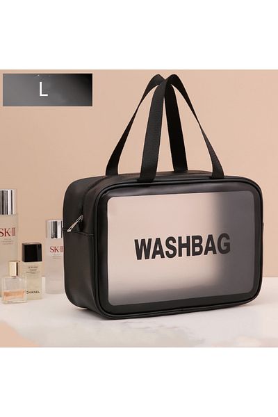 Choice Black L Portable Cosmetic Waterproof Bag Large Capacity Dust Proof Make Up Storage Handbags PVC Fash