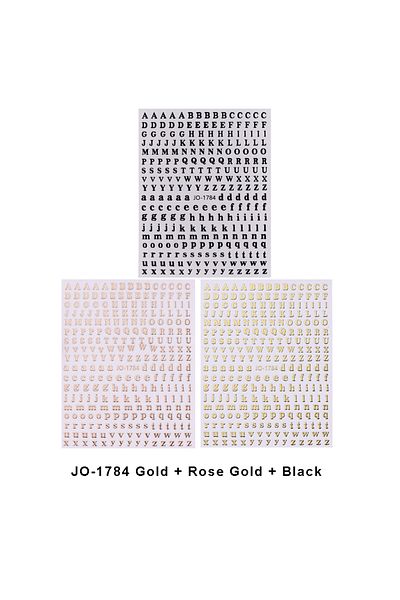 Choice JO-1784-3pcs 3pcs Small 26 Alphabet Letter Number Sticker Roman Letter Nail Stickers Uppercase Lower