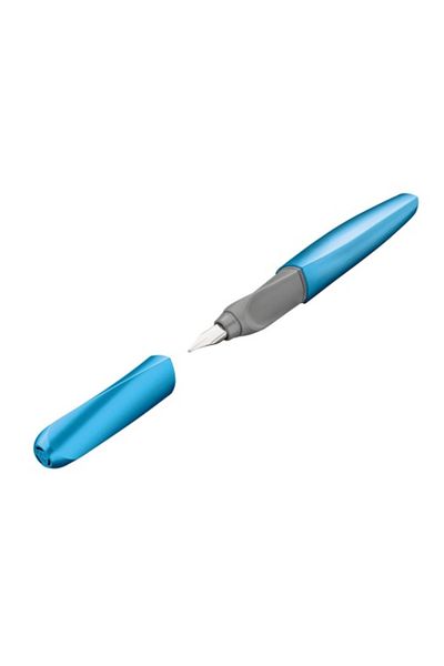 Pelikan Twist Fountain Pen, Material Plastic, Color Frosted Blue, Ergonomic Grip, 2 Blue Refills
