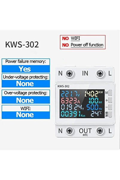 choice2 عداد الطاقة GE302 Tuya WiFi 8 في 1، عداد طاقة تيار متردد، شاشة ملونة ...