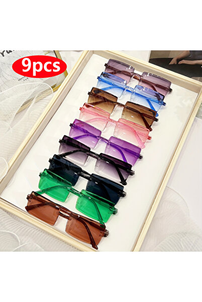 Choice 9pcs z04 9pcs Rectangle Fashion Sunglasses For Women Men Cute Candy Co...