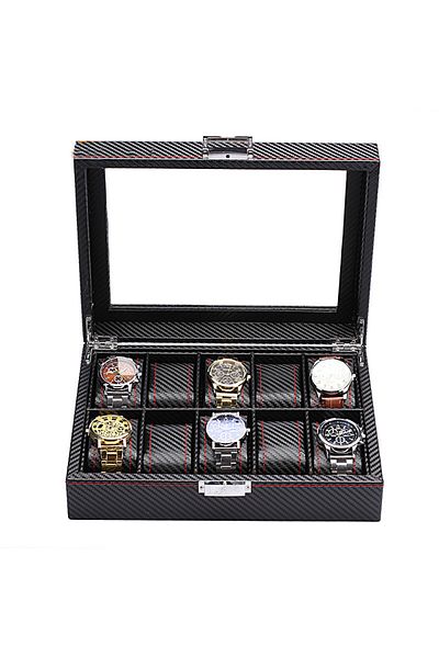 Choice Carbon Fiber 10 WellZone Fashion Style 5/6/10/12 Positions Black Carbon Fiber Pattern Display Jewelr