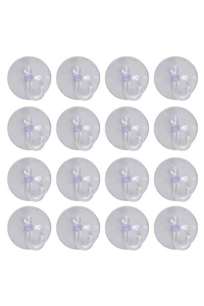 Carrefour Set of 20 Suction Cups with Hooks, Transparent