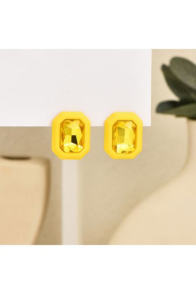 Choice YELLOW Luxury Design Sparkly Glass Y2k Bridal Charm Stud Earrings For Women 2024 Trendy Unusual Pend