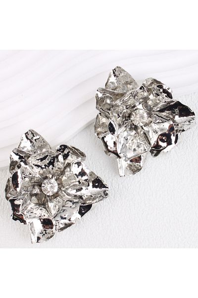 Choice WA0920-2 Vintage Hyperbole Irregular Metal Large Flower Earrings for Women European and American Sty