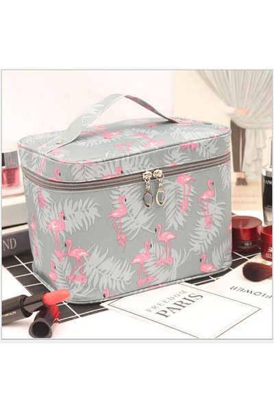 Choice Gray Waterproof Portable Women Makeup Bag High Capacity Toiletries Organizer Storage Cosmetic Cases