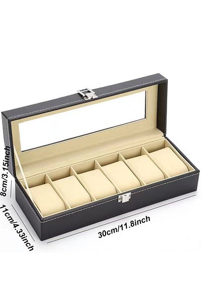 Choice PU Beige 6 WellZone Fashion Style 5/6/10/12 Positions Black Carbon Fiber Pattern Display Jewelry Sto