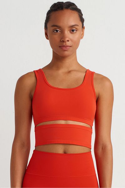 COMEUP Crop Top with Pieces and Pads Fire Red