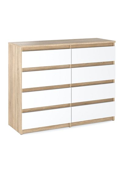 Meble Comodă mare cu sertare Sonoma Oak White 120cm 8S Dulap TV pentru living