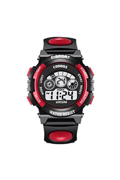 Choice ساعات إلكترونية للأطفال باللون الأحمر، مزودة بمينا مضيئة، مقاومة للماء...