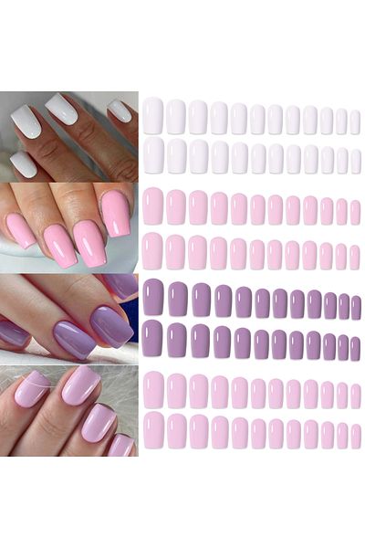 Choice 07 Bright 96pcs 96pcs Boxed 4color Short Nail Tips Ballet/Coffin/Square Full Cover Matte Bright Fals