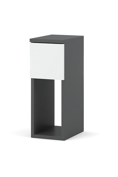Meble Noptieră îngustă 20 cm, gri și alb, pentru dormitor, Nakastlik Loft