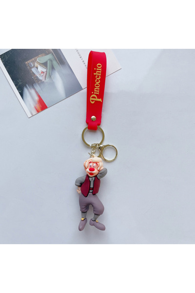 Miniso سلسلة مفاتيح من قطعة واحدة/3 قطع على شكل دمية بينوكيو من ديزني على شكل أنمي، ملحقات حقيبة وديكور سيارة.