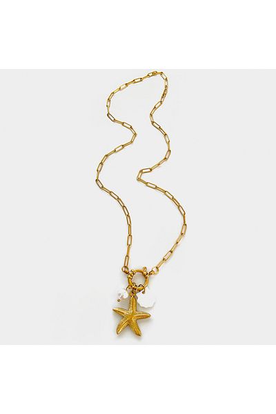 Choice 45cm starfish Peri'sbox Bohemian starfish shell pearl women's necklace layered summer beach vacation
