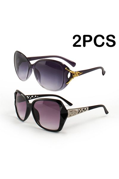 Choice C1 2PCS Fashion Oversized Sunglasses PC Female Big Frame Gradient Sun Glasses gafas de sol mujer
