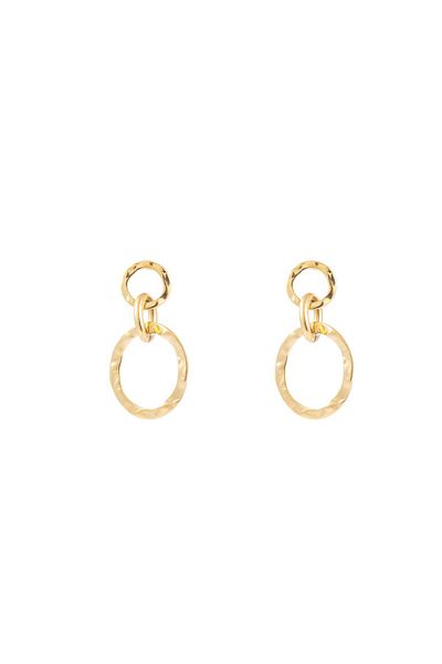 Go Dutch Label Linked Rings Earrings (golden stainless steel)