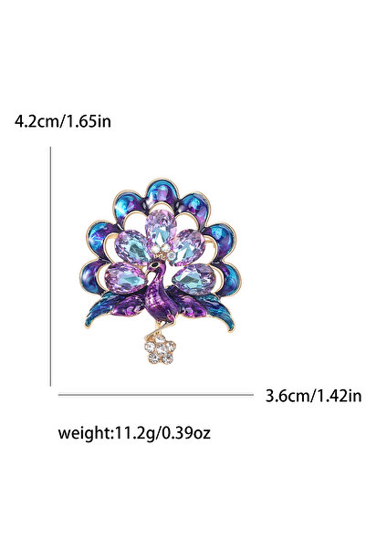 Choice دبوس معطف أنيق وعصري من Purple3201 على شكل طائر طاووس مرصع بأحجار الرا...