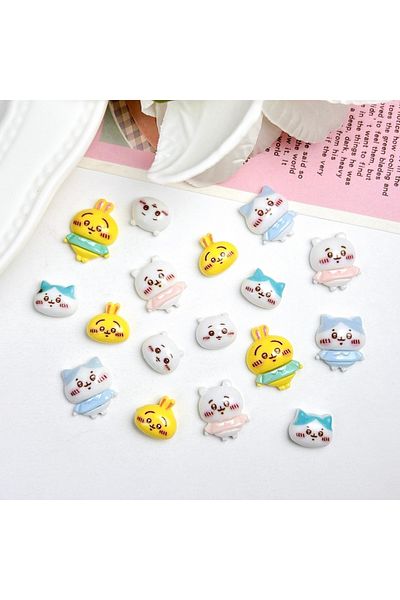 Choice Mixed 20PCS 20PCS Kawaii Cartoon Hamster Rabbit Nail Charms 3D Colorful Luminous Cat Animal Series M
