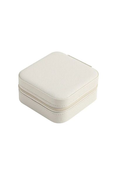 Choice S WHITE Portable Mini Jewelry Storage Box Travel Organizer Jewelry Case Leather Storage Earrings Nec
