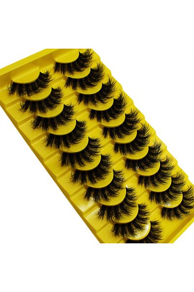 Choice 10 Pairs False Fluffy Russian Strip Lashes 3D Fake Lashes Makeup Messy False Eyelashes Fluffy Thi...