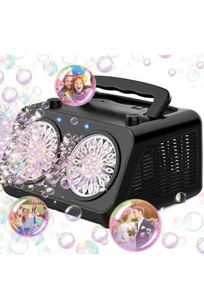 ALAINN Mașină de făcut bule de săpun Alainn, efect de iluminare LED, lichid pentru bule inclus