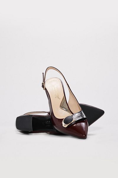 Ayakkabıhane Inside and Outside Genuine Patent Leather Burgundy Women's Thin Heeled Shoes Ah0821526121082
