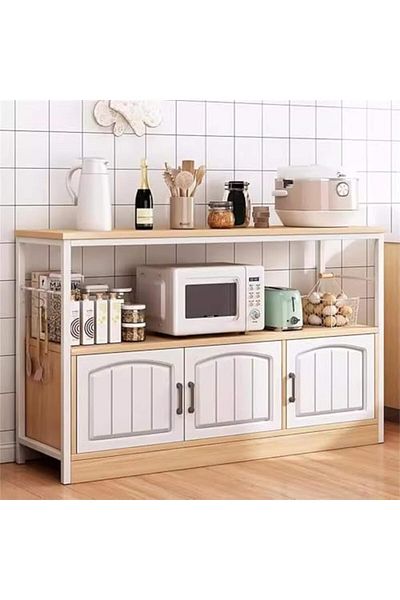 Türkiye Kitchen Utility Storage Shelf with Cabinet Brown Modern Contemporary MDF Natural Finish