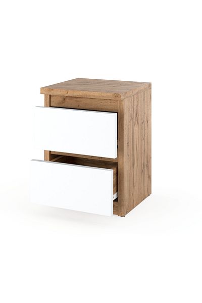 Meble Bedside Table White Oak Wotan 30 CM 2S Bedside Table Nakastlik For Bedroom